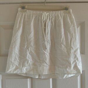 Princess Polly White Linen Blend Drawstring Mini Skirt